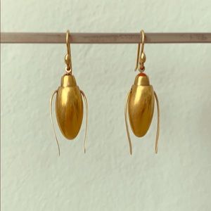 Ted Muehling 18k gold & coral scarab earrings